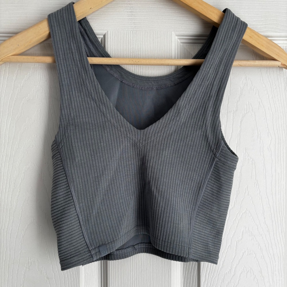 Lululemon All It Takes Ribbed V-Neck Tank Top Size‎ 0 Blue [Iron/Crater Blue]